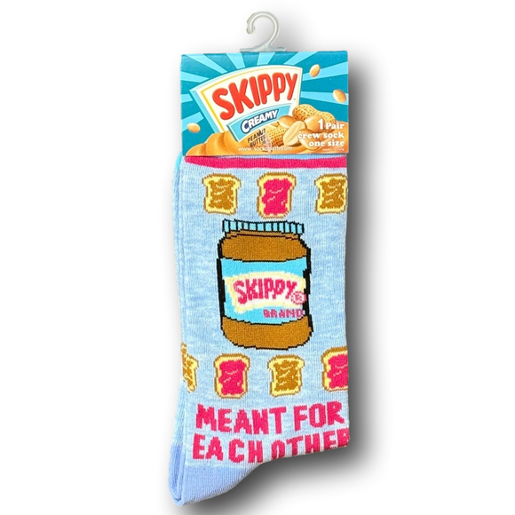 Skippy Other - 3/$20 Skippy Peanut Butter "Meant For Each Other" Funny Novelty Crew Socks - NWT